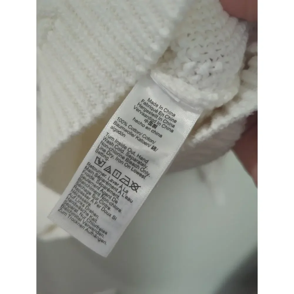 J. Crew White Cable-Knit Crewneck Sweater